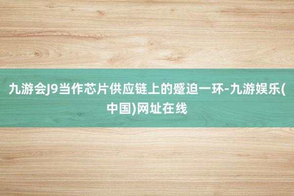 九游会J9当作芯片供应链上的蹙迫一环-九游娱乐(中国)网址在线